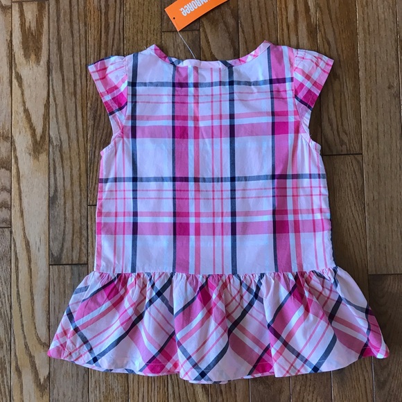 NWT Gymboree Pink Plaid Top Size 6 Girls short Sleeve Buttons - Picture 5 of 6